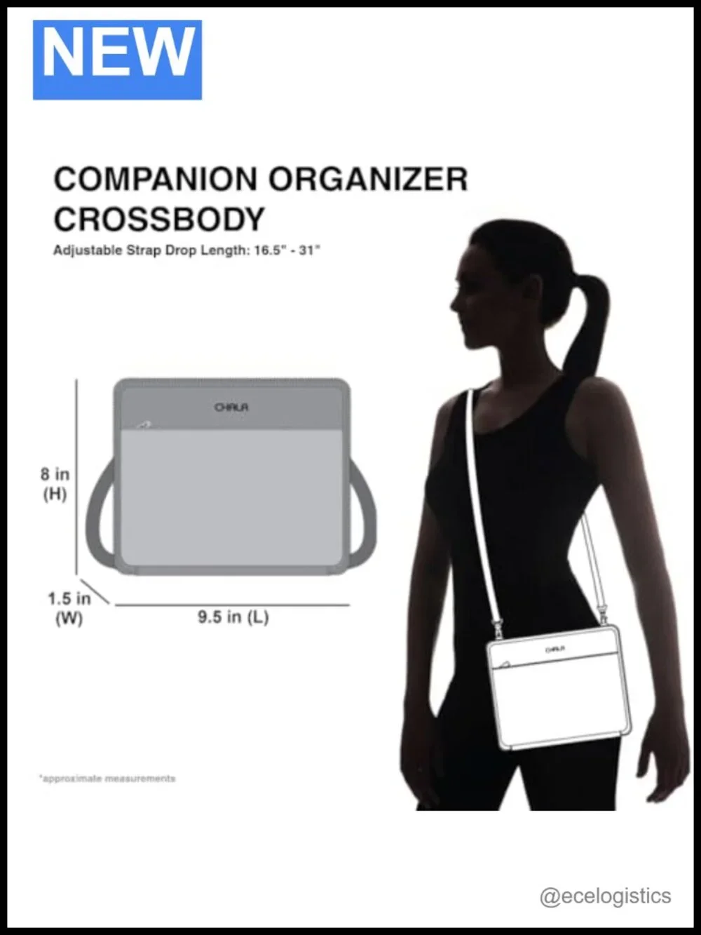 Companion Organizer Crossbody with Adjustable Strap in Faux Leather, Built-In